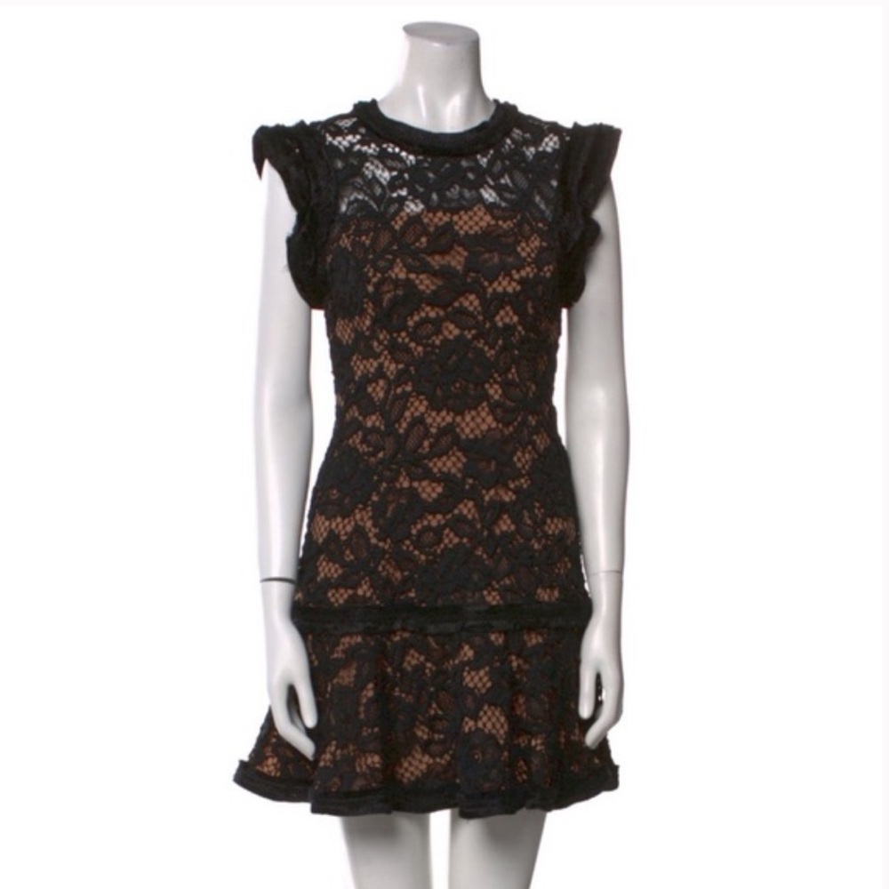 Alexis Women's Raffia Flounce Lace Mini Dress, medium